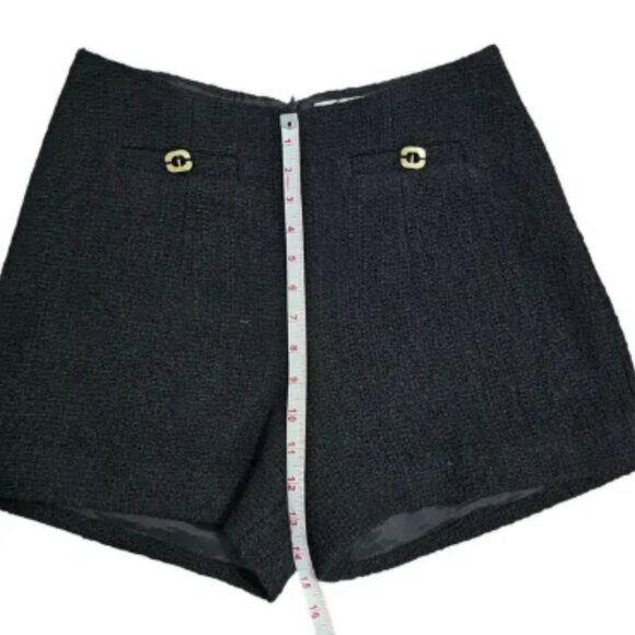 Ba&sh Lady Short Tweed Wool Black Gold Tone Buttons Zip Size 1 Small US 4 - Picture 4 of 5